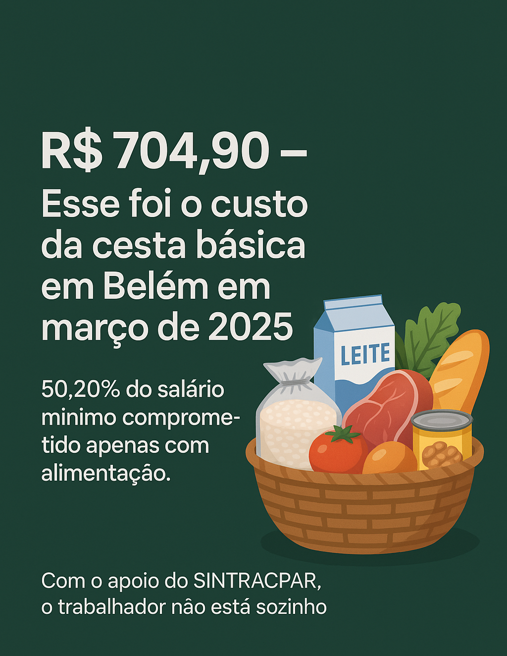 📰 Cesta básica em Belém ultrapassa R$ 700 e consome metade do salário mínimo